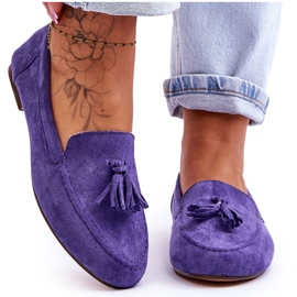 FB1 Mocassini Classici In Camoscio Con Nappine Viola Averil