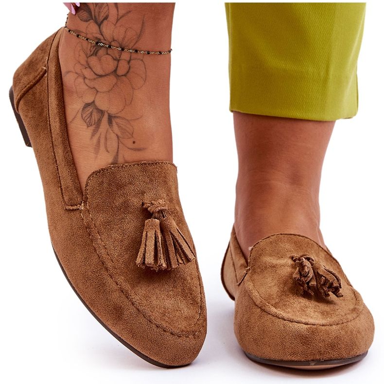 FB1 Mocassino Classico In Camoscio Con Nappine Marrone Averil beige
