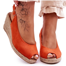 FB1 Sandali con zeppa in pelle scamosciata Elsie arancione arancia
