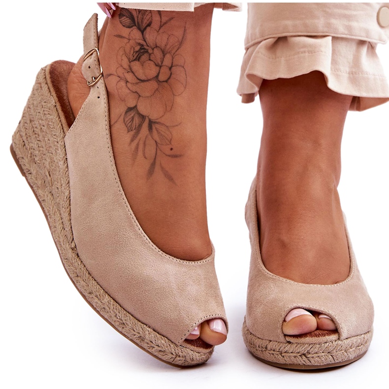 Sandali con zeppa Elsie in camoscio beige marrone
