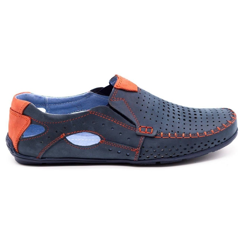 Olivier Scarpe estive da uomo, mocassini 901, blu navy e rosso