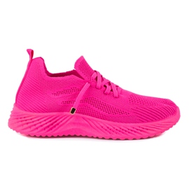 Scarpe sportive da donna in tessuto Shelovet fucsia rosa