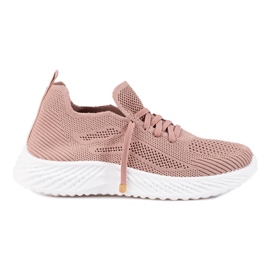 Scarpe sportive da donna in tessuto Shelovet rosa cipria