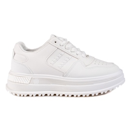 Scarpe sportive da donna Sneakers Shelovet suola spessa bianche bianca