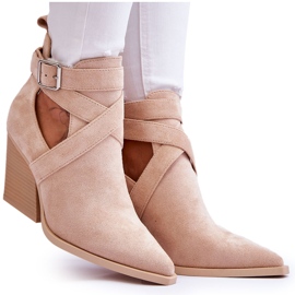 FI1 Stivali da cowboy in pelle scamosciata da donna Beige Dennise