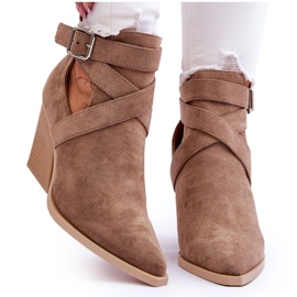 FI1 Stivali da cowboy in pelle scamosciata da donna Dennise beige scuro