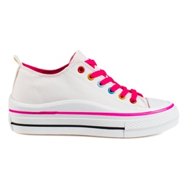 Sneakers con plateau da donna Shelovet bianche bianca