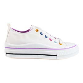 Sneakers con plateau da donna Shelovet bianche bianca