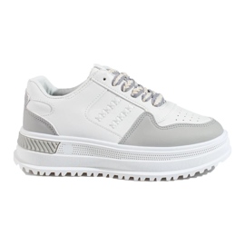 Scarpe sportive da donna sneakers su una piattaforma alta Shelovet bianco e grigio