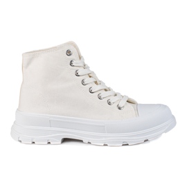Sneakers alte da donna in tessuto bianco Shelovet bianca