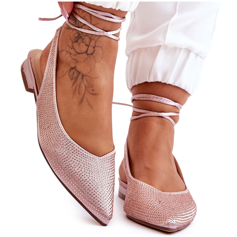 Ballerine Beige Legate Con Strass Mavis marrone