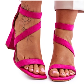 Sandali con tacco alto in camoscio da donna Fuchsia Lanes rosa