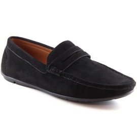 Mocassini slip-on da uomo in camoscio nero McKeylor 2259