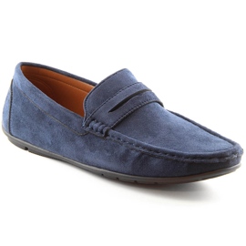 Mocassini slip-on da uomo in camoscio blu navy McKeylor 2259