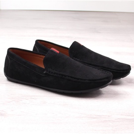 Mocassini scarpe slip-on da uomo in camoscio nero McKeylor 2260