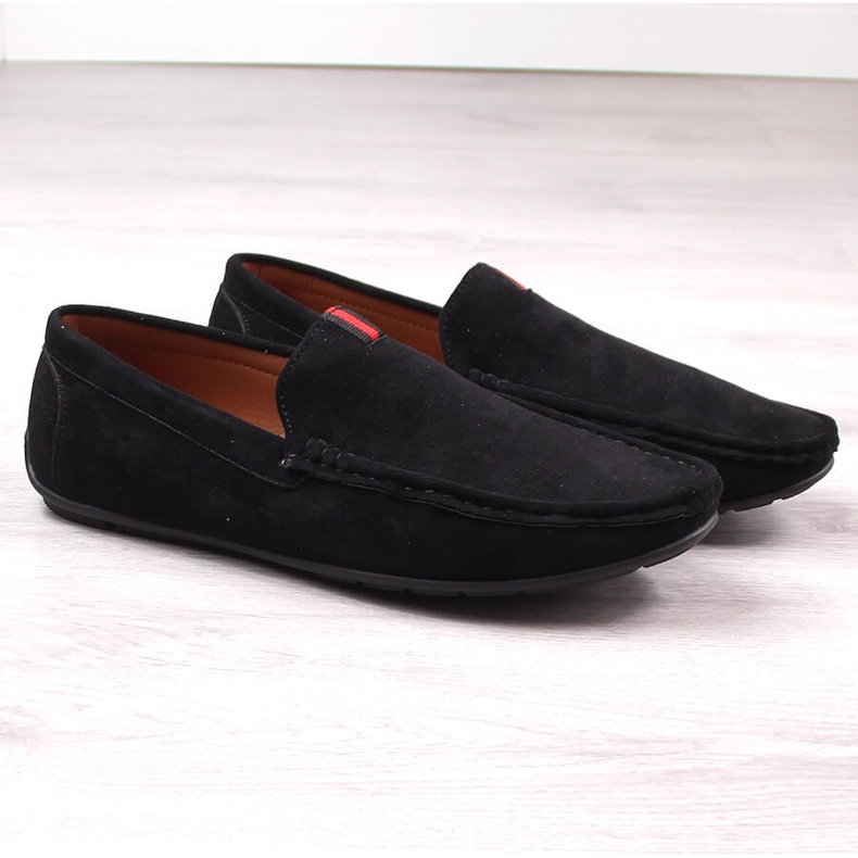 Mocassini scarpe slip-on da uomo in camoscio nero McKeylor 2260