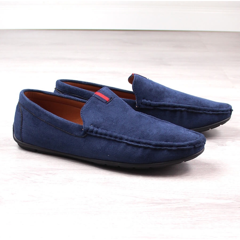 Mocassini scarpe slip-on da uomo in camoscio blu navy McKeylor 2260