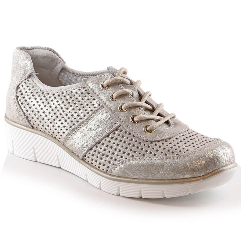 Filippo DP028 scarpa sportiva da donna traforata in pelle d'oro