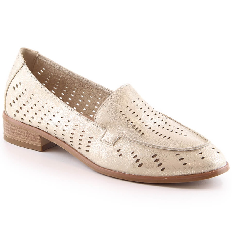 Scarpe da donna dorate lucide traforate Potocki SZ12075 d'oro