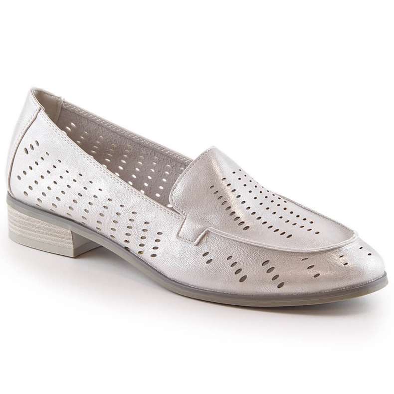 Scarpe da donna lucide argento traforato Potocki SZ12075 d'argento