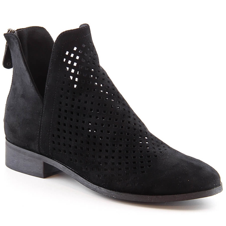 Stivali da donna in camoscio nero traforato Potocki SZ12107