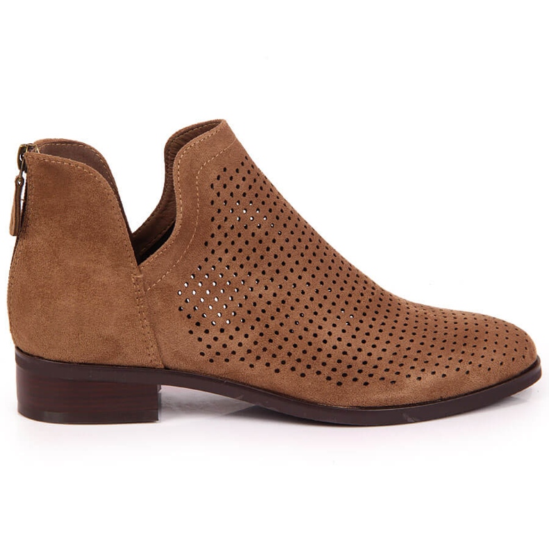 Stivali primaverili Vinceza in camoscio traforato beige