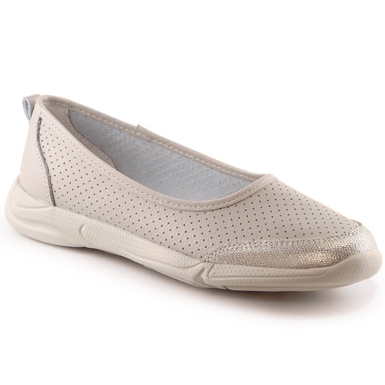 Ballerine da donna in pelle beige traforata Jezzi 3621