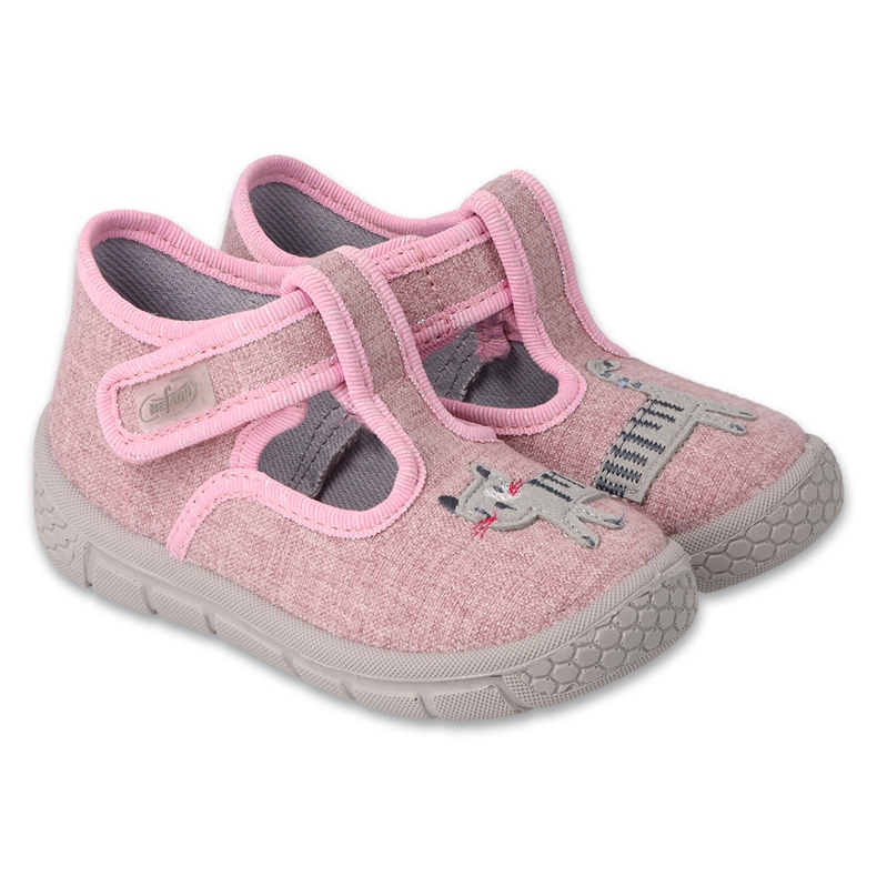 Pantofole per bambini Befado 631P020 rosa con gattino
