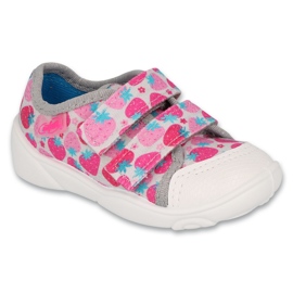 Pantofole per bambini Befado 907P152 fragole rosa