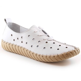 Scarpe da donna comode traforate in pelle bianche Artiker 48C0567 bianco