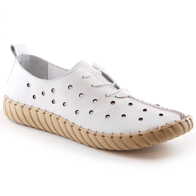 Scarpe da donna comode traforate in pelle bianche Artiker 48C0567 bianca
