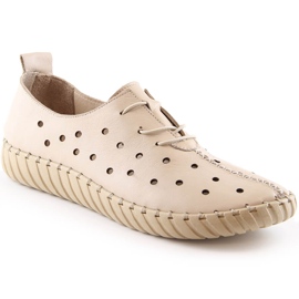 Scarpe beige traforate da donna comode in pelle Artiker 48C0568