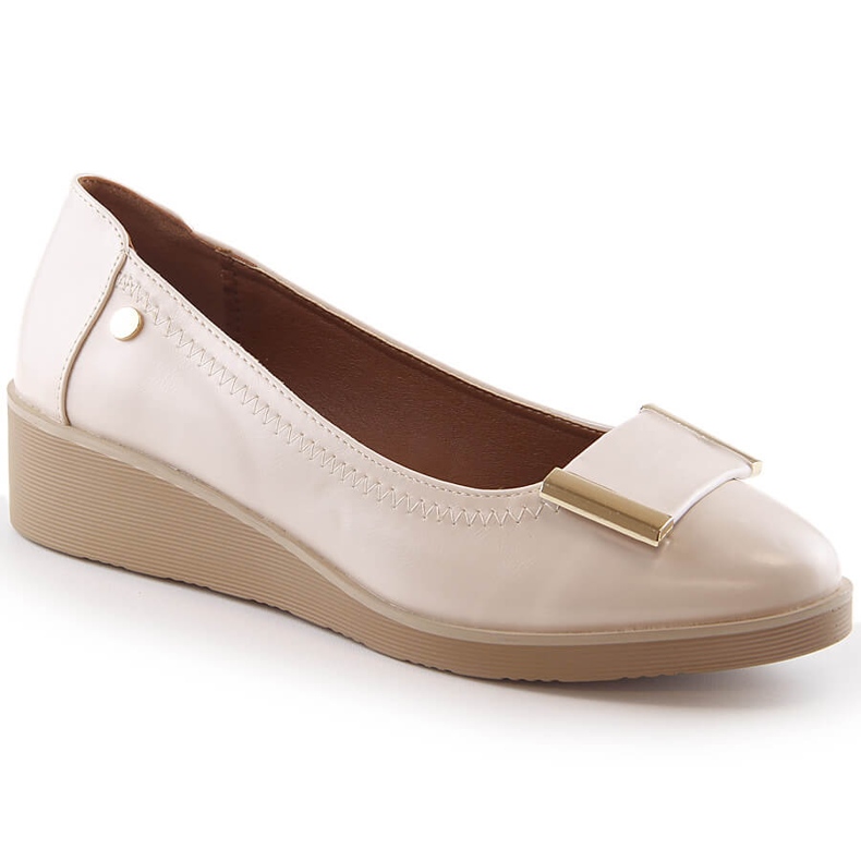 M. DASZYŃSKI Décolleté con zeppa beige da donna M.Daszyński MR2265-4