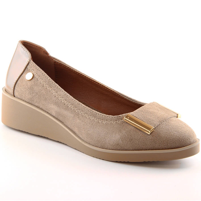 M. DASZYŃSKI Décolleté con zeppa in camoscio da donna beige M.Daszyński MR2265-4