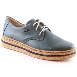 Scarpe comode in pelle da donna sulla piattaforma verde Helios 380