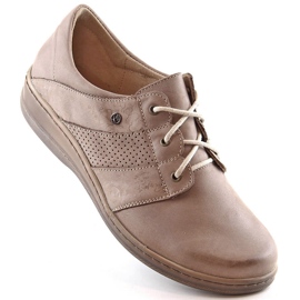 Comode scarpe stringate in pelle da donna beige Helios 399