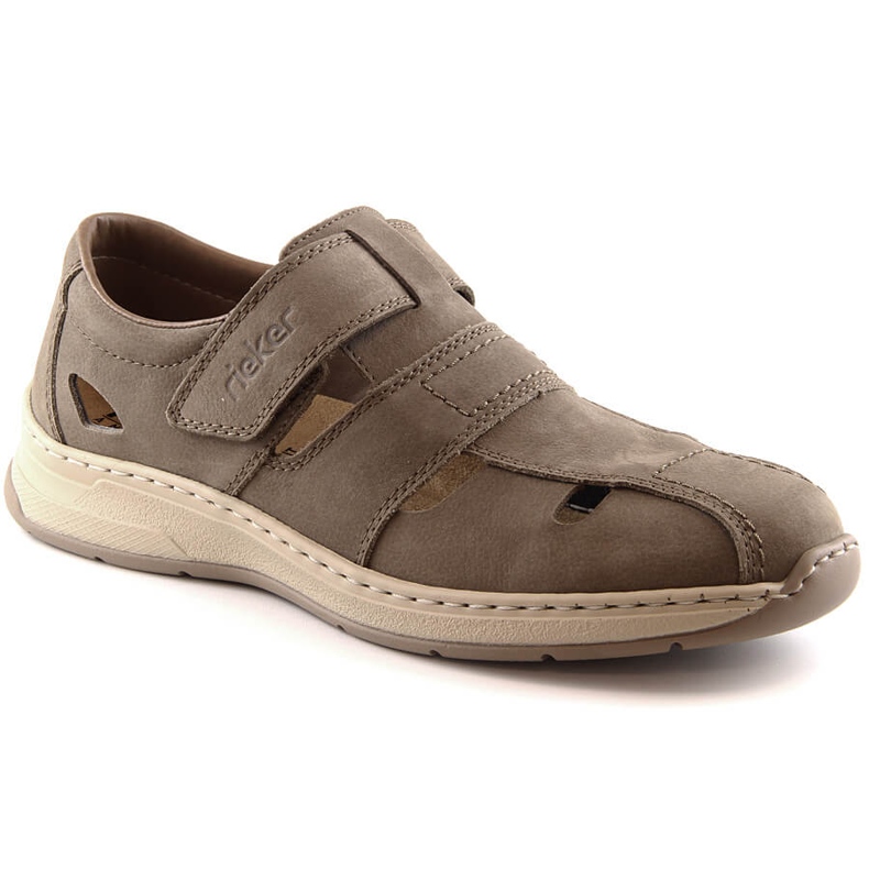 Rieker 14369-25 scarpe da uomo estive in pelle marrone chiaro beige