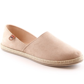 Espadrillas senza lacci da donna in camoscio beige Vinceza 34591