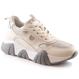 Scarpe sportive da donna in pelle beige Filippo DP4516