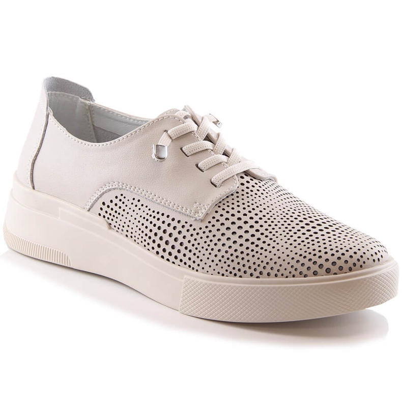Scarpe da donna traforate in pelle beige Filippo DP4405