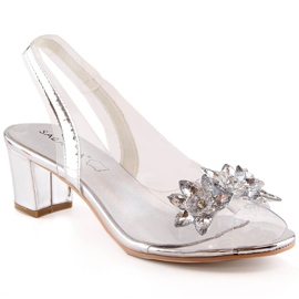 Sabatina 2014-600 sandali donna argento trasparente con zirconi