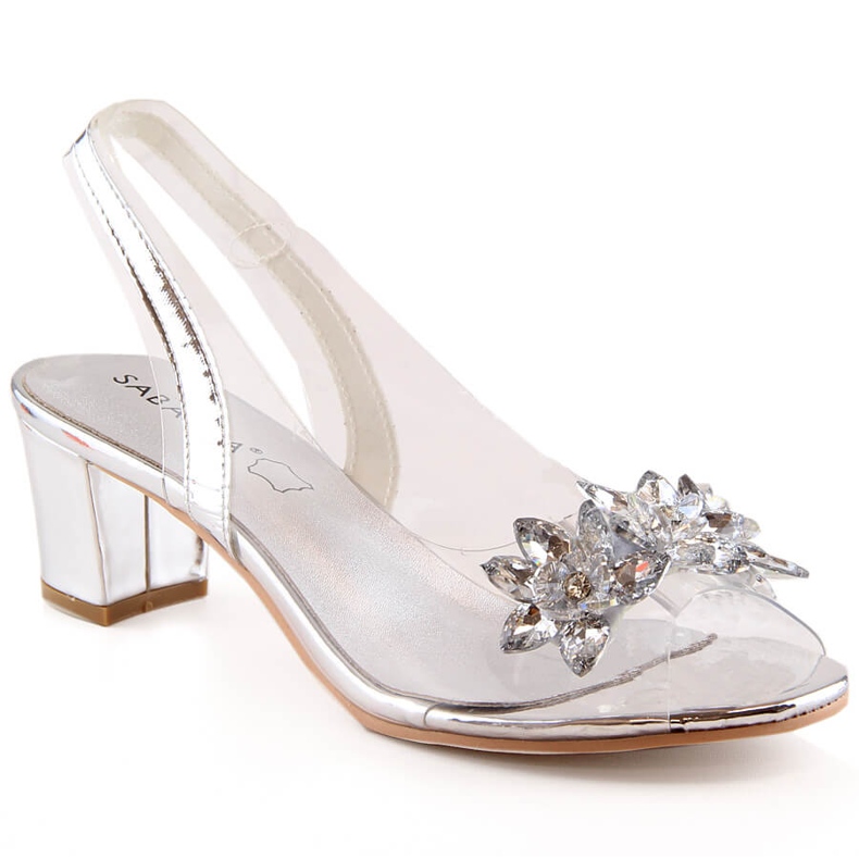 Sabatina 2014-600 sandali donna argento trasparente con zirconi d'argento