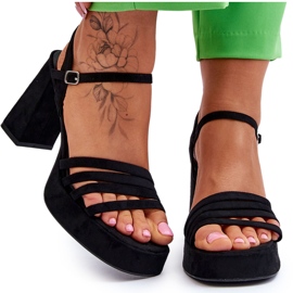 Sandali Con Tacco E Piattaforma In Pelle Scamosciata Da Donna Nero Verda