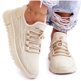 FB2 Scarpe Sportive Slip-on da Donna Sneakers Beige Rosett