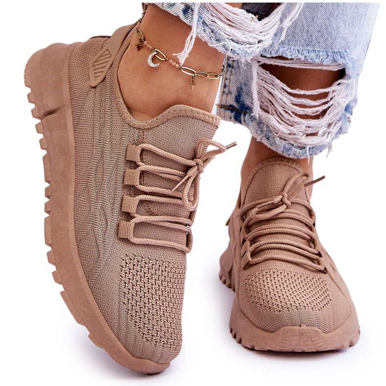 FB2 Sneakers senza lacci da donna Beige scuro Rosett marrone