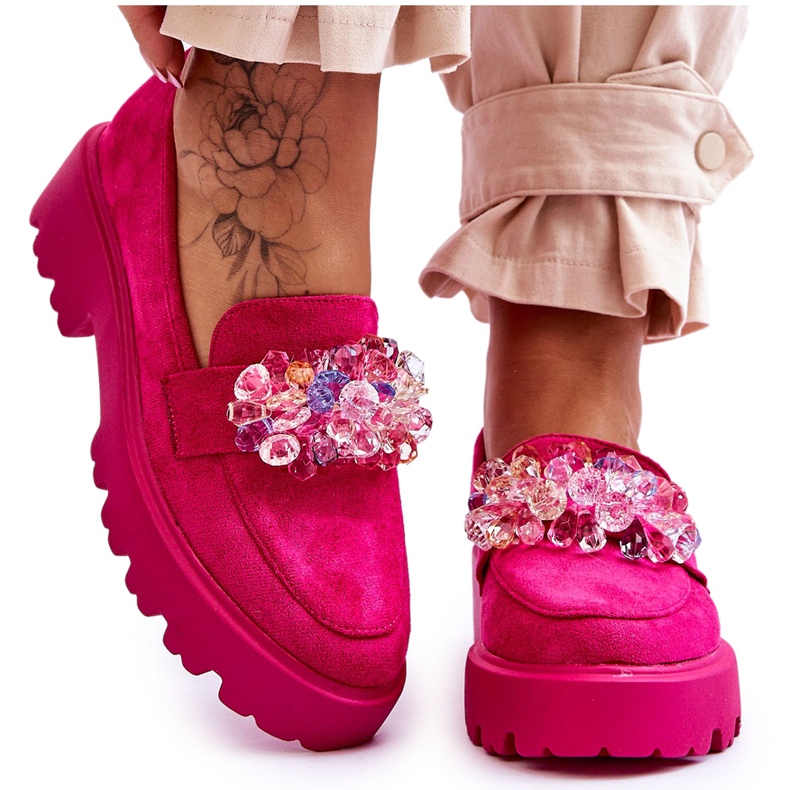 FB2 Mocassini con plateau impreziositi da donna Fucsia Brenda rosa