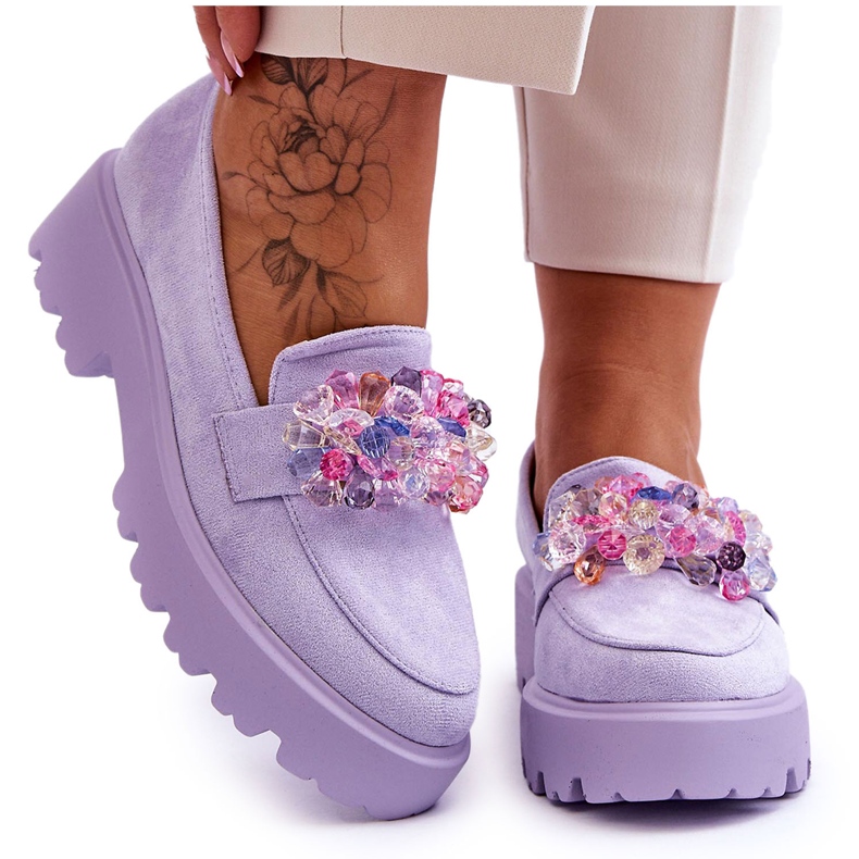 FB2 Mocassini con plateau da donna con abbellimenti Viola Brenda