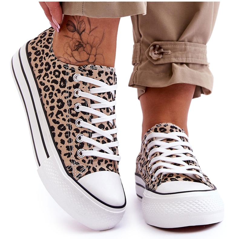 Sneakers Da Donna Su Una Piattaforma Chunky Ember Beige E Nera