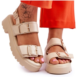 FB2 Sandali Comodi In Pelle Beige Alayah marrone