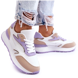 Scarpe sportive con plateau da donna Henley bianco-viola